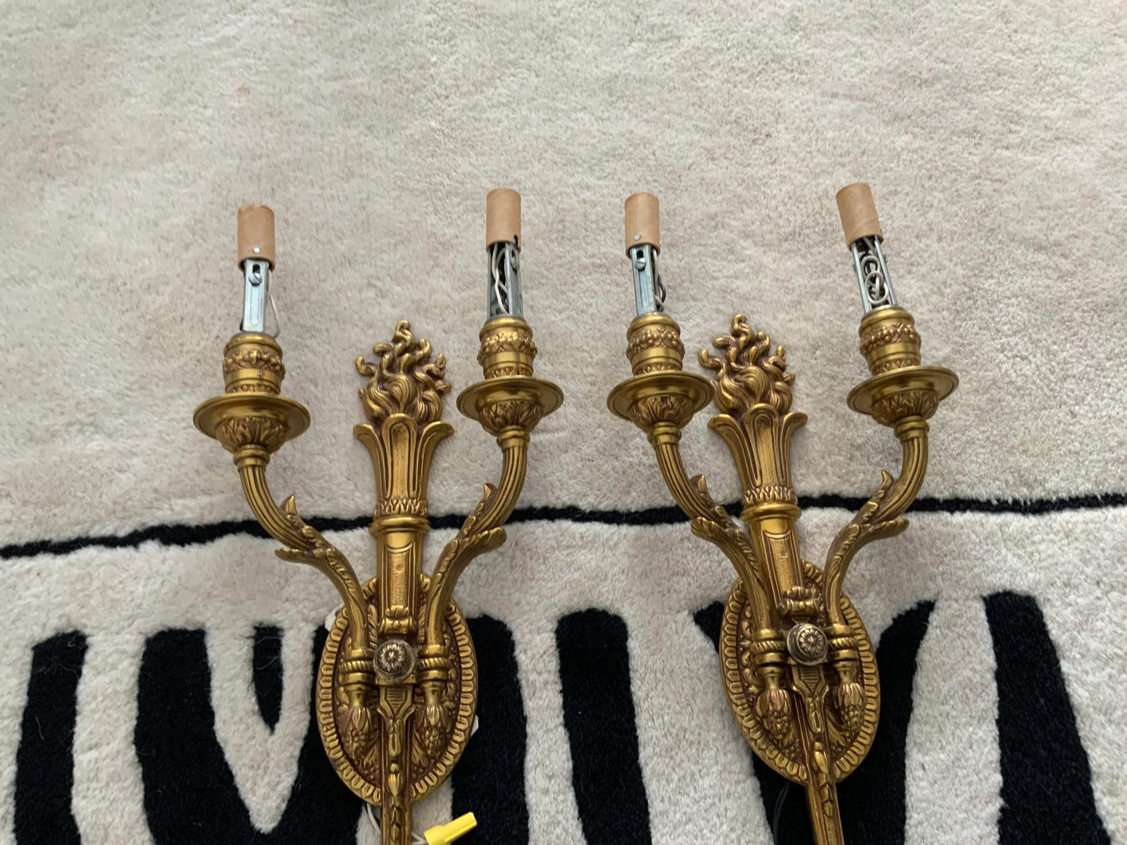 1970s French Style Bronze Wall Sconces- a Pair - 9