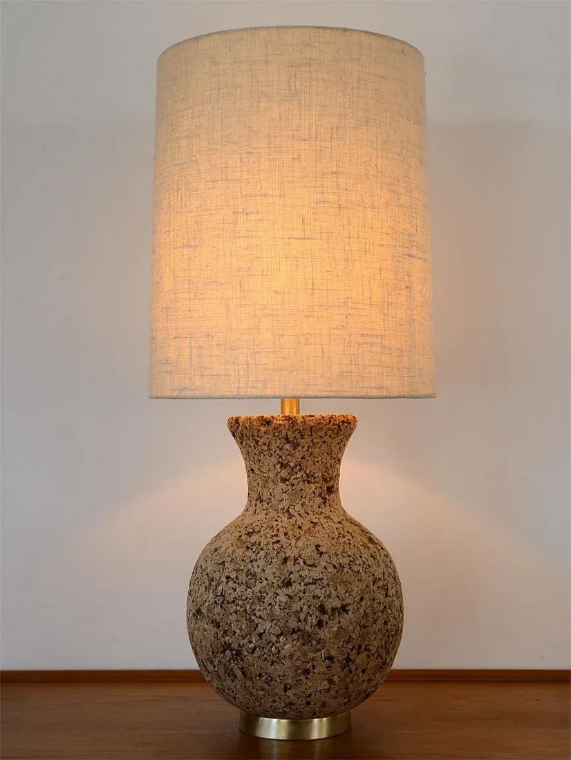 Mid Century Modern Sculpted Cork Table Lamp - 3