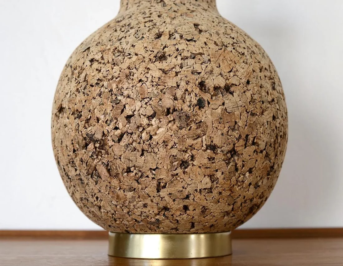 Mid Century Modern Sculpted Cork Table Lamp - 4