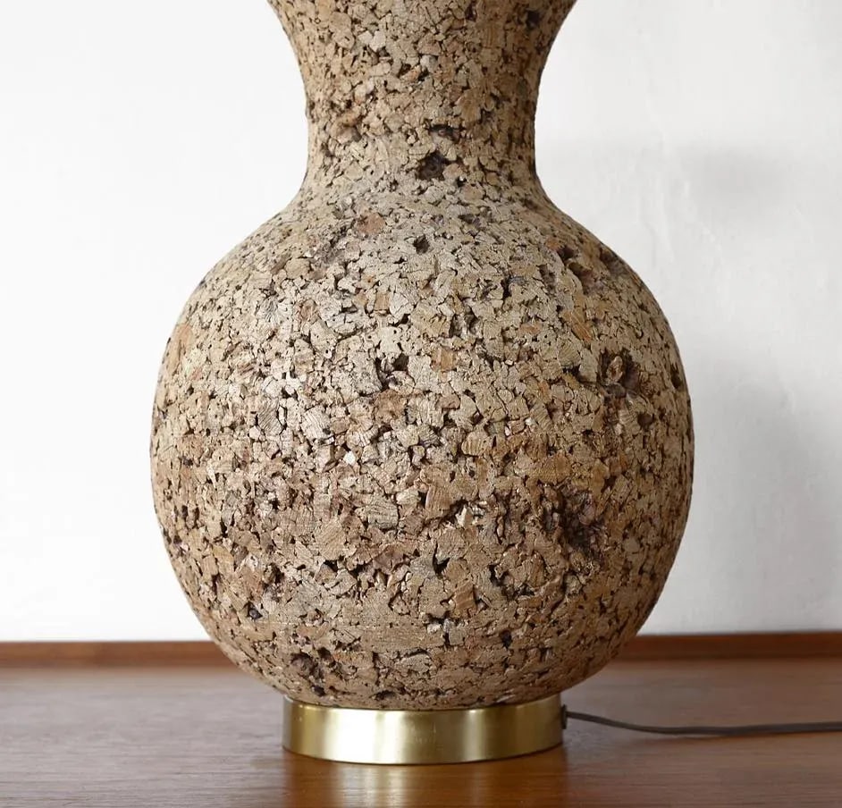 Mid Century Modern Sculpted Cork Table Lamp - 5
