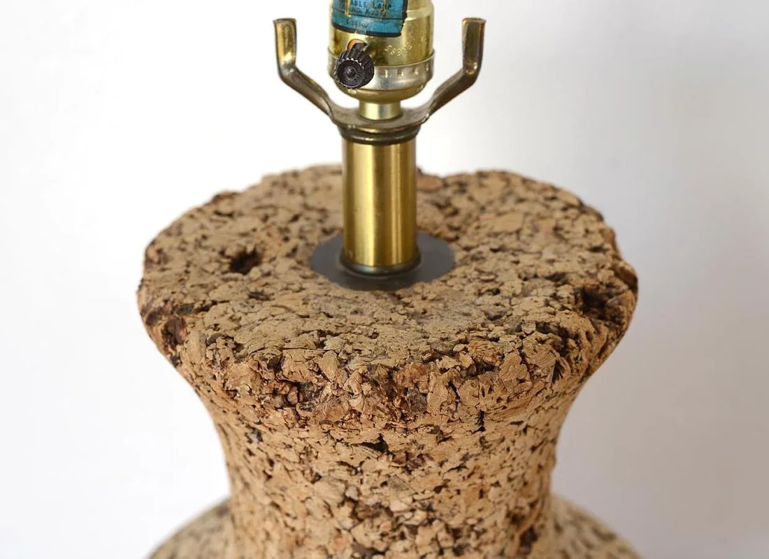 Mid Century Modern Sculpted Cork Table Lamp - 6