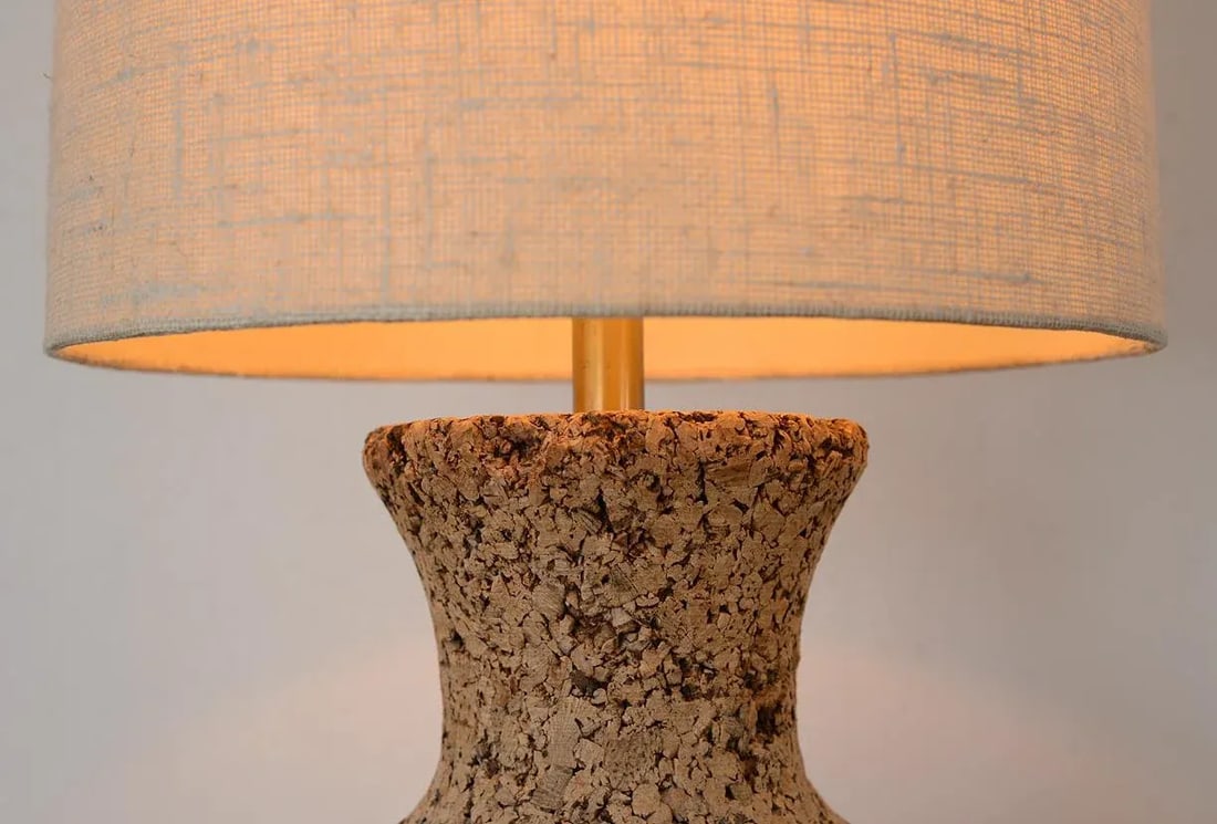 Mid Century Modern Sculpted Cork Table Lamp - 9
