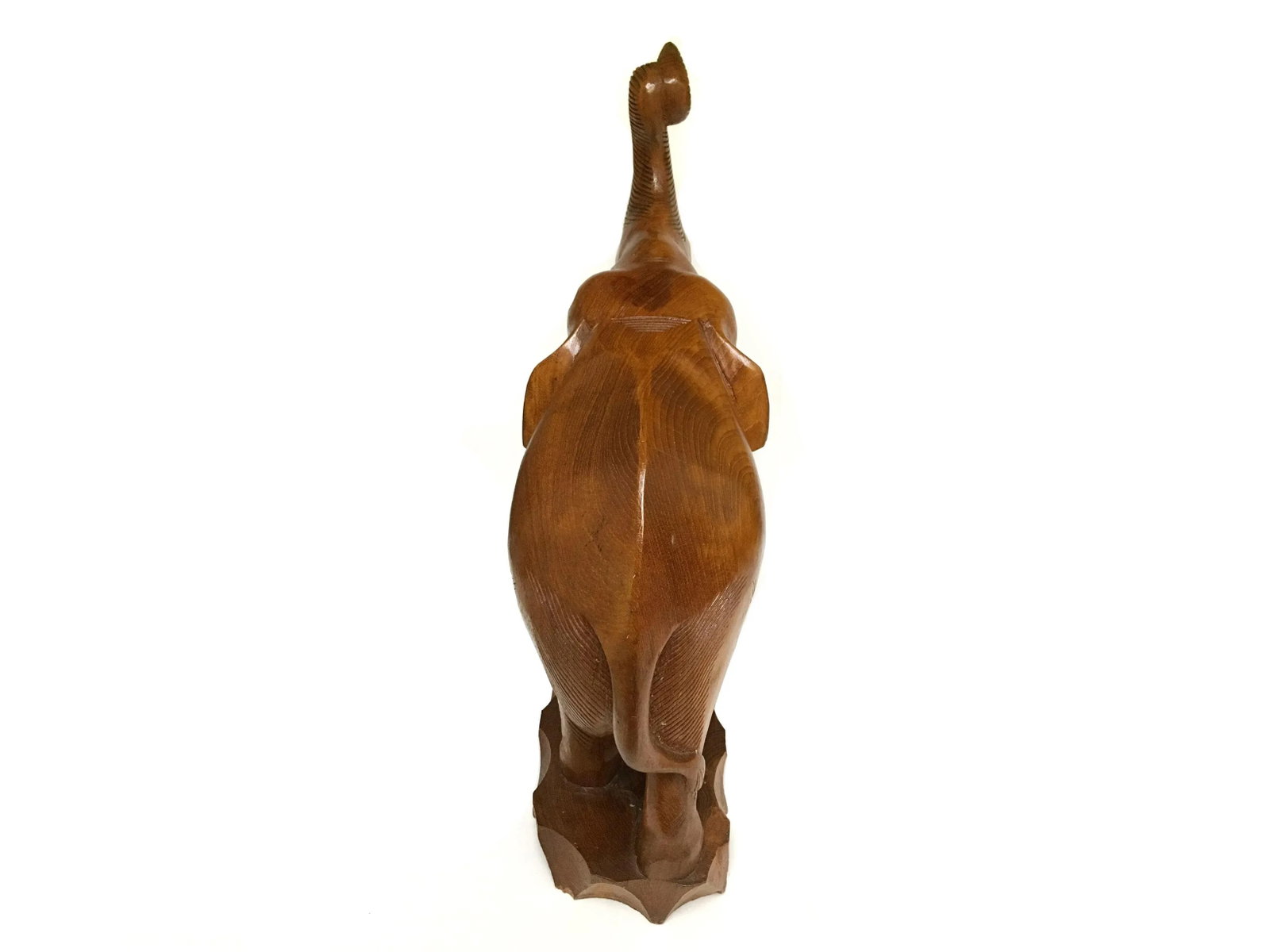Solid Teak Wood Hand Carved Trunk Up Elephant Statue - a Pair - 11