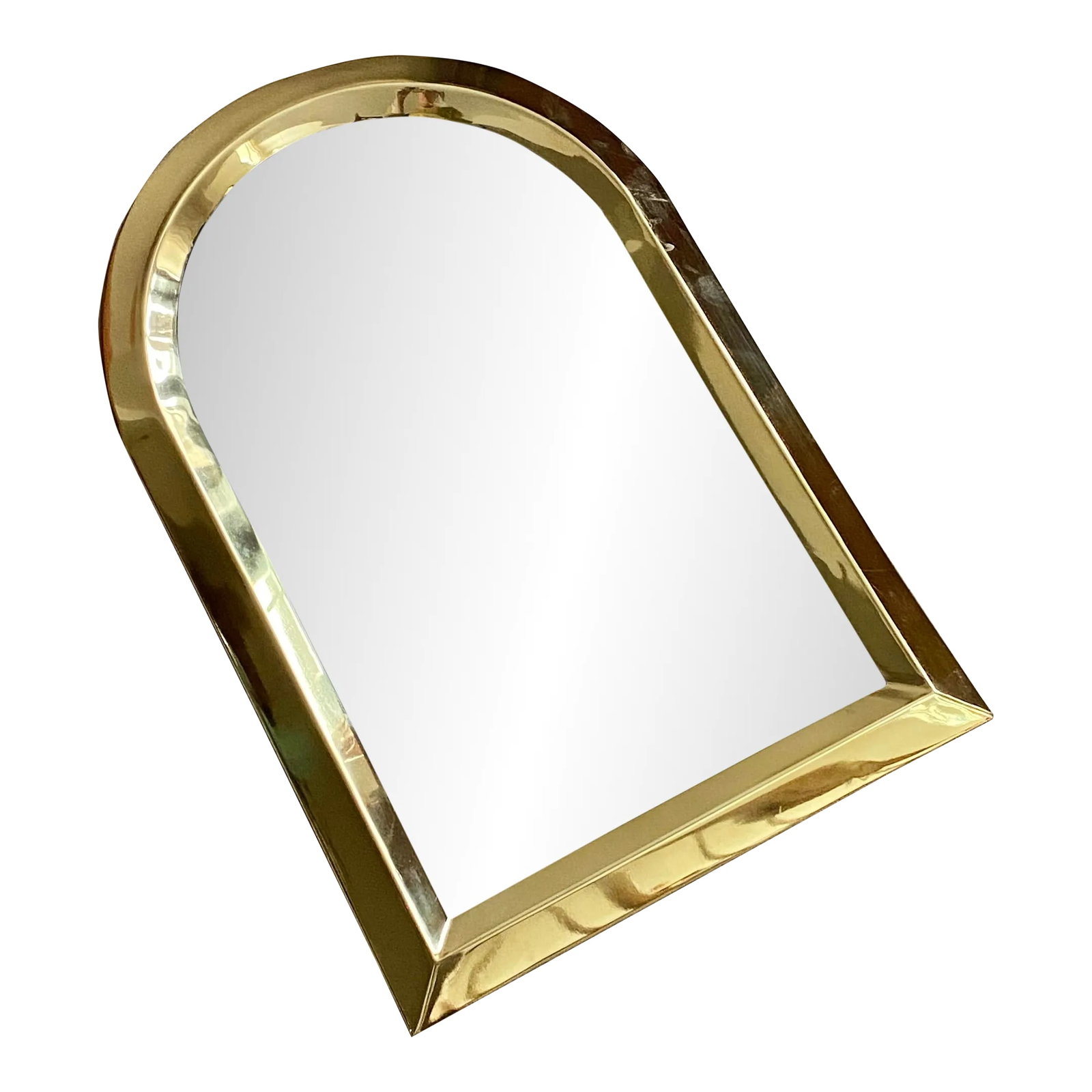 Mastercraft Style 1970s Contemporary Arched Brass Mirror (1 of 4)