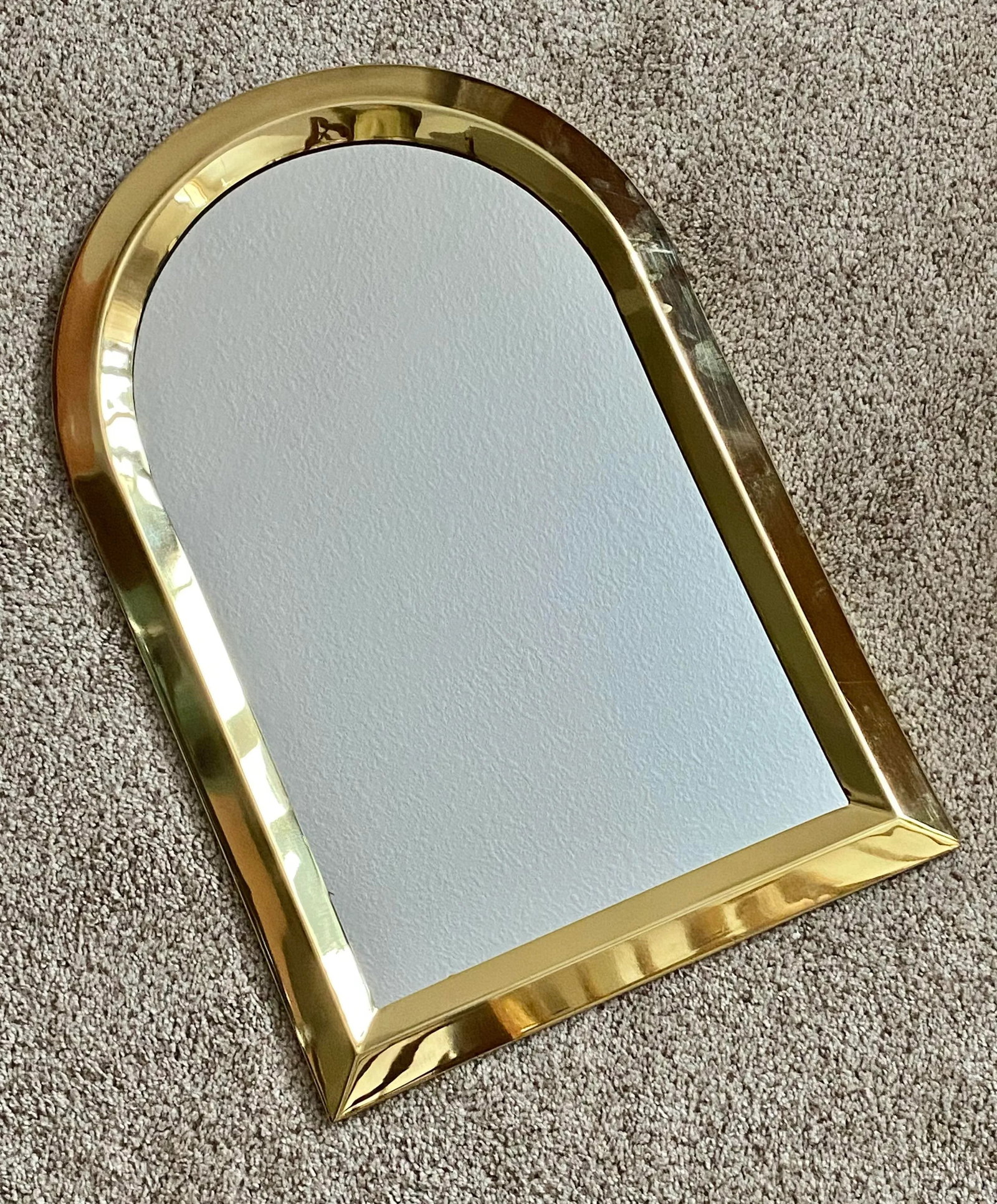Mastercraft Style 1970s Contemporary Arched Brass Mirror - 4