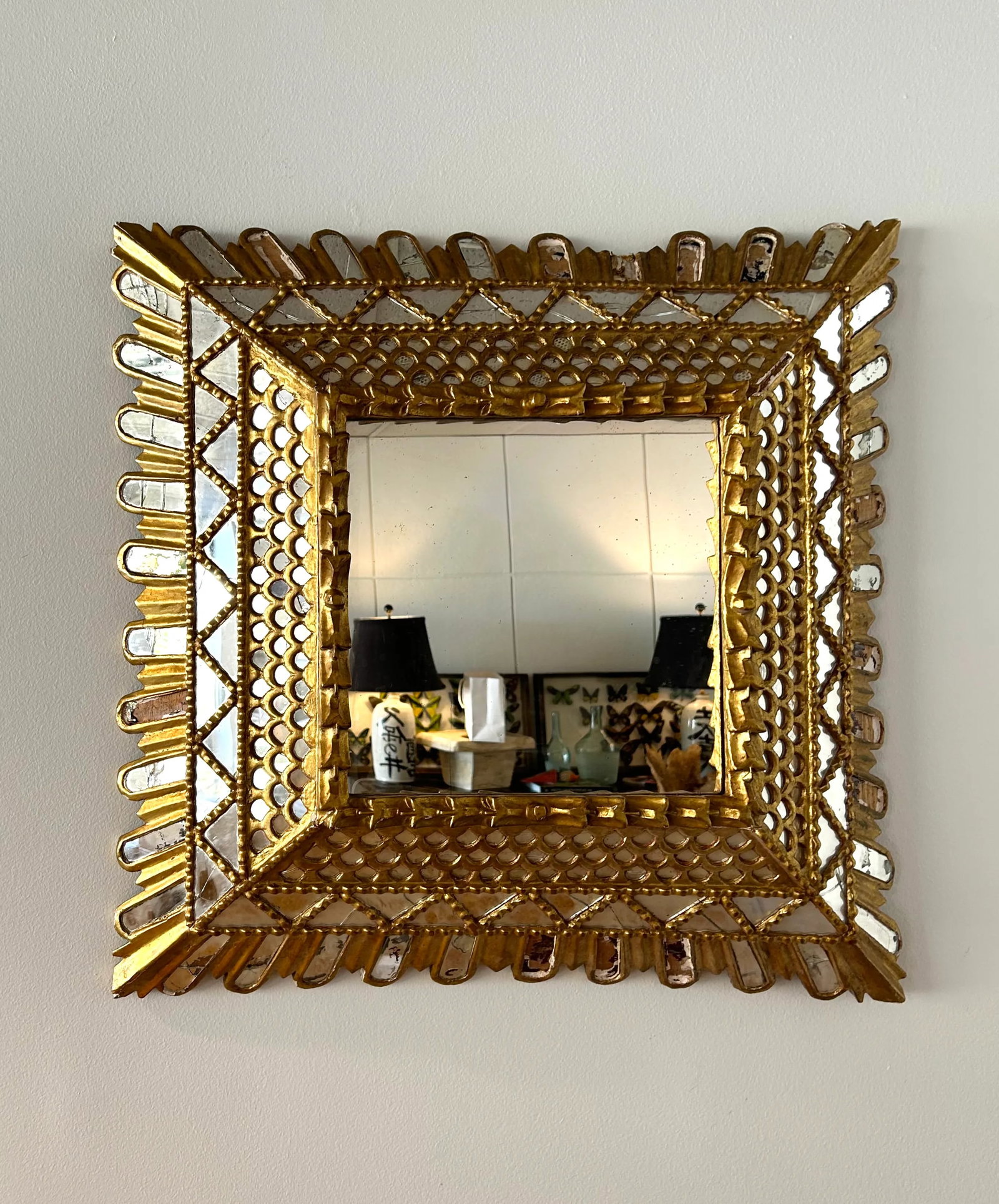 Late 19th Century Italian Gilt Frame Mirror, Square - 3