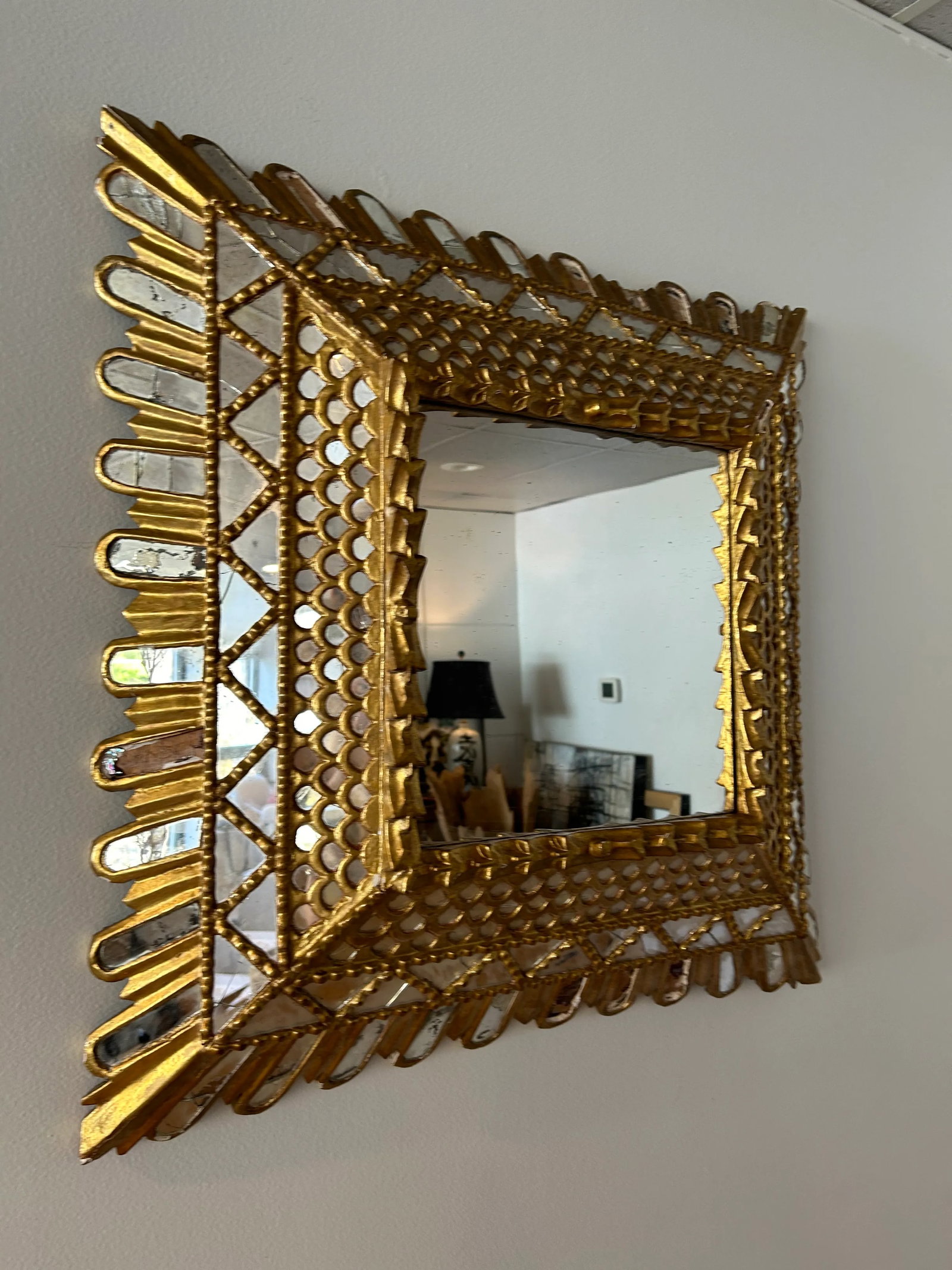 Late 19th Century Italian Gilt Frame Mirror, Square - 9