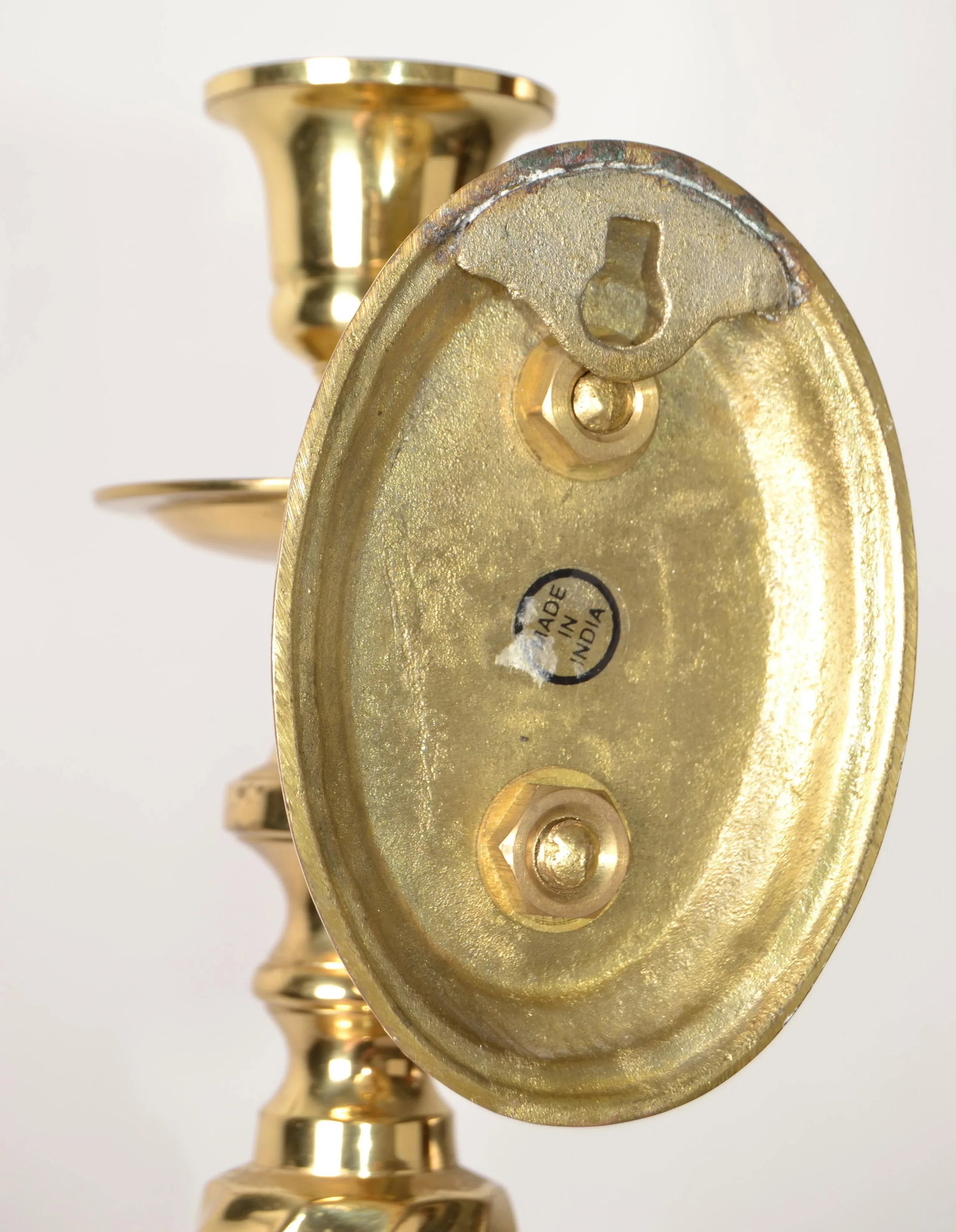 1980s Neoclassical Style Turned Solid Brass Candle Holder Wall Sconces - Set of 2 - 11