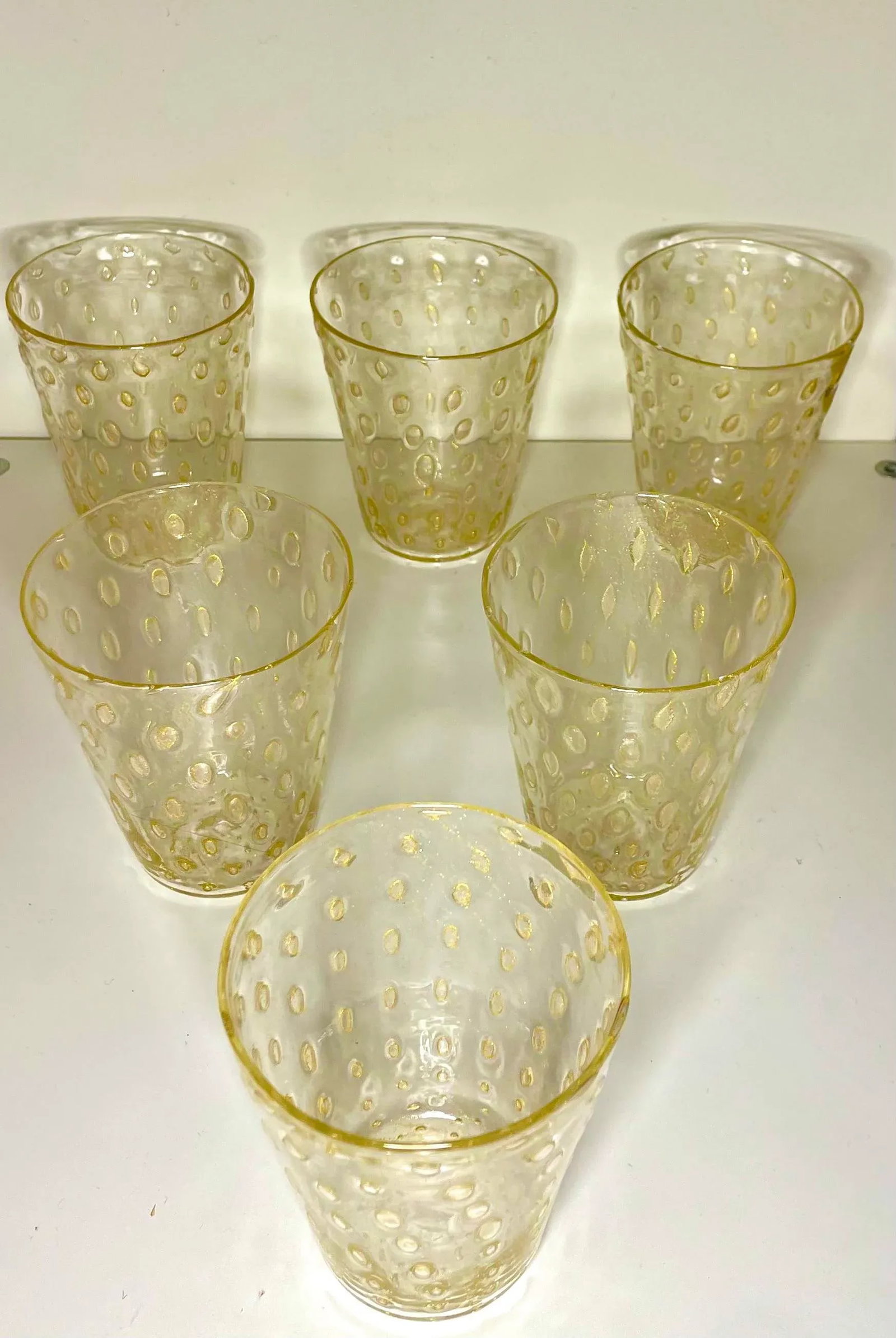 Striulli Verte D'Arte Murano Glasses Set Signed - Set of 6 - 2