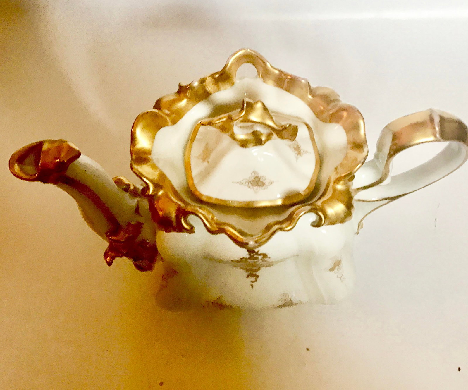 Mid 19th Century Antique Meissen Style Rococo Gold Encrusted Coffee Pot by Tpm Carl Tielsch - 10
