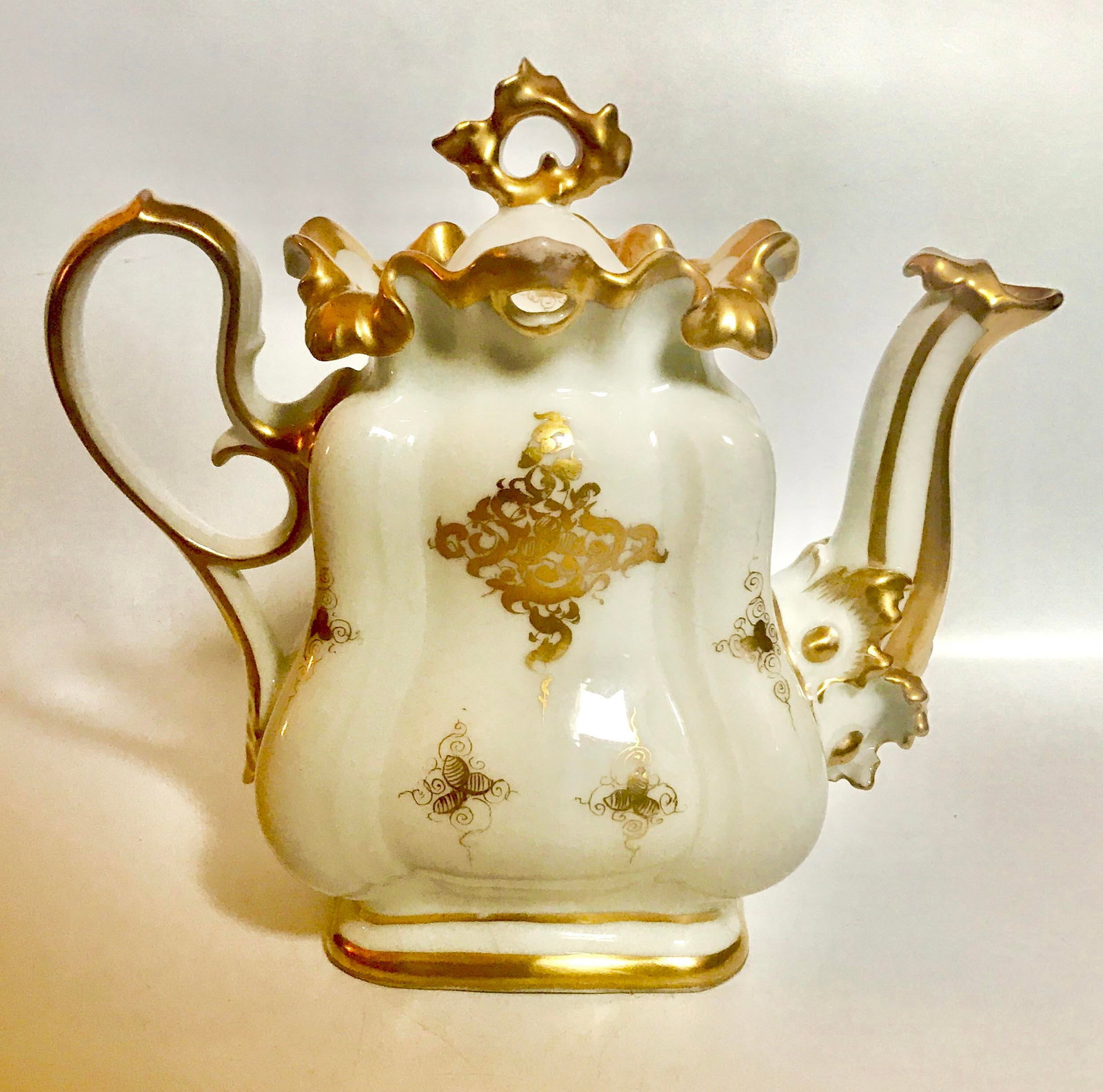 Mid 19th Century Antique Meissen Style Rococo Gold Encrusted Coffee Pot by Tpm Carl Tielsch - 13