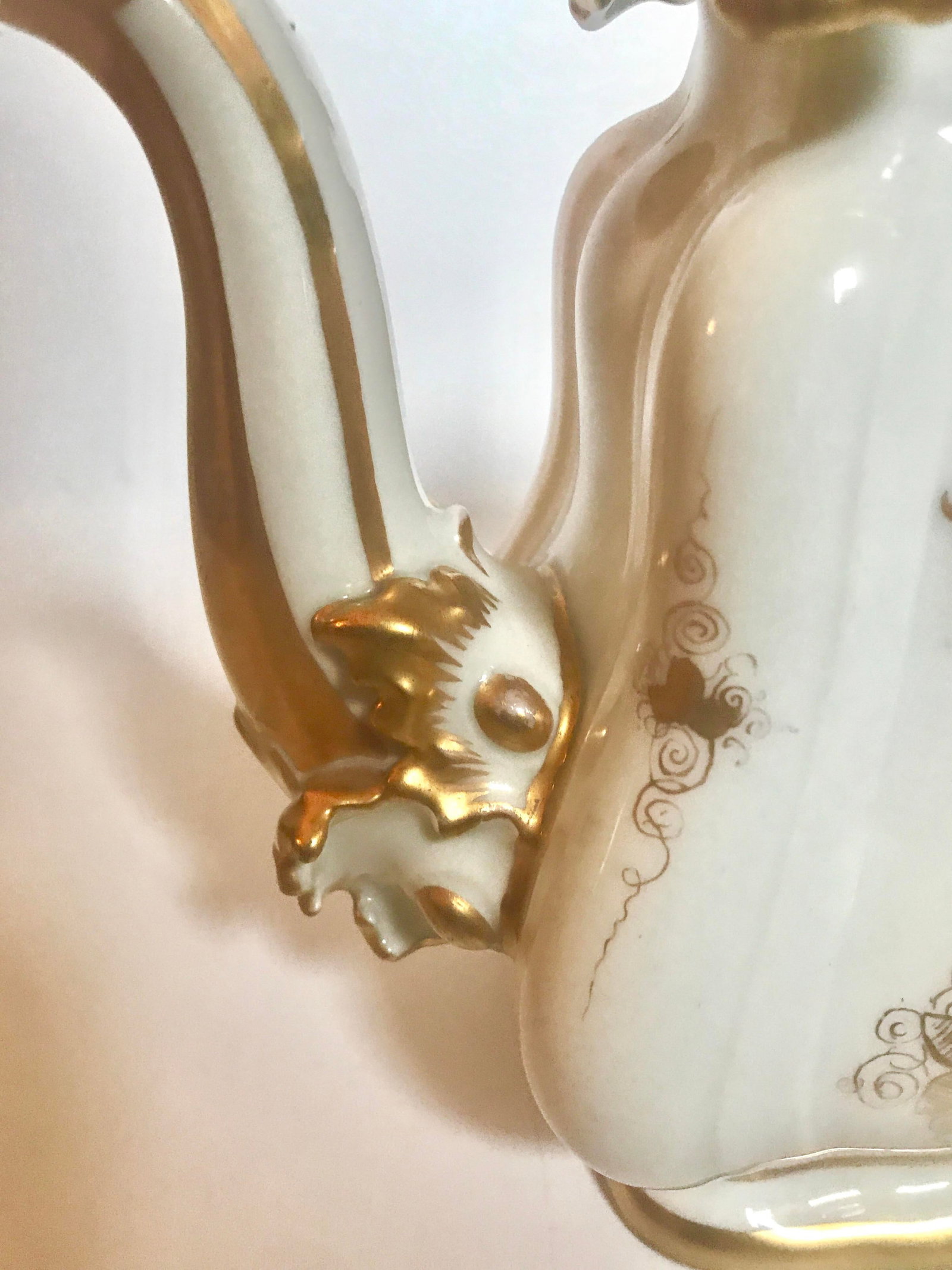 Mid 19th Century Antique Meissen Style Rococo Gold Encrusted Coffee Pot by Tpm Carl Tielsch - 7