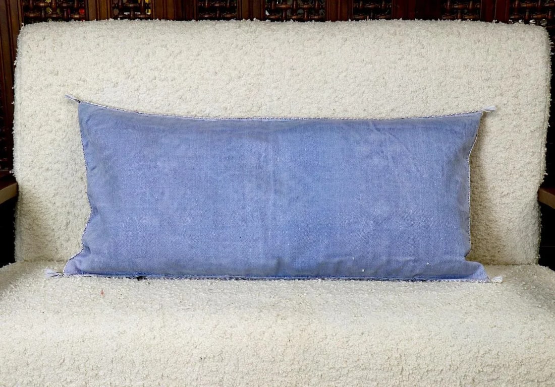 Blue Moroccan Cactus Silk Pillow - 4