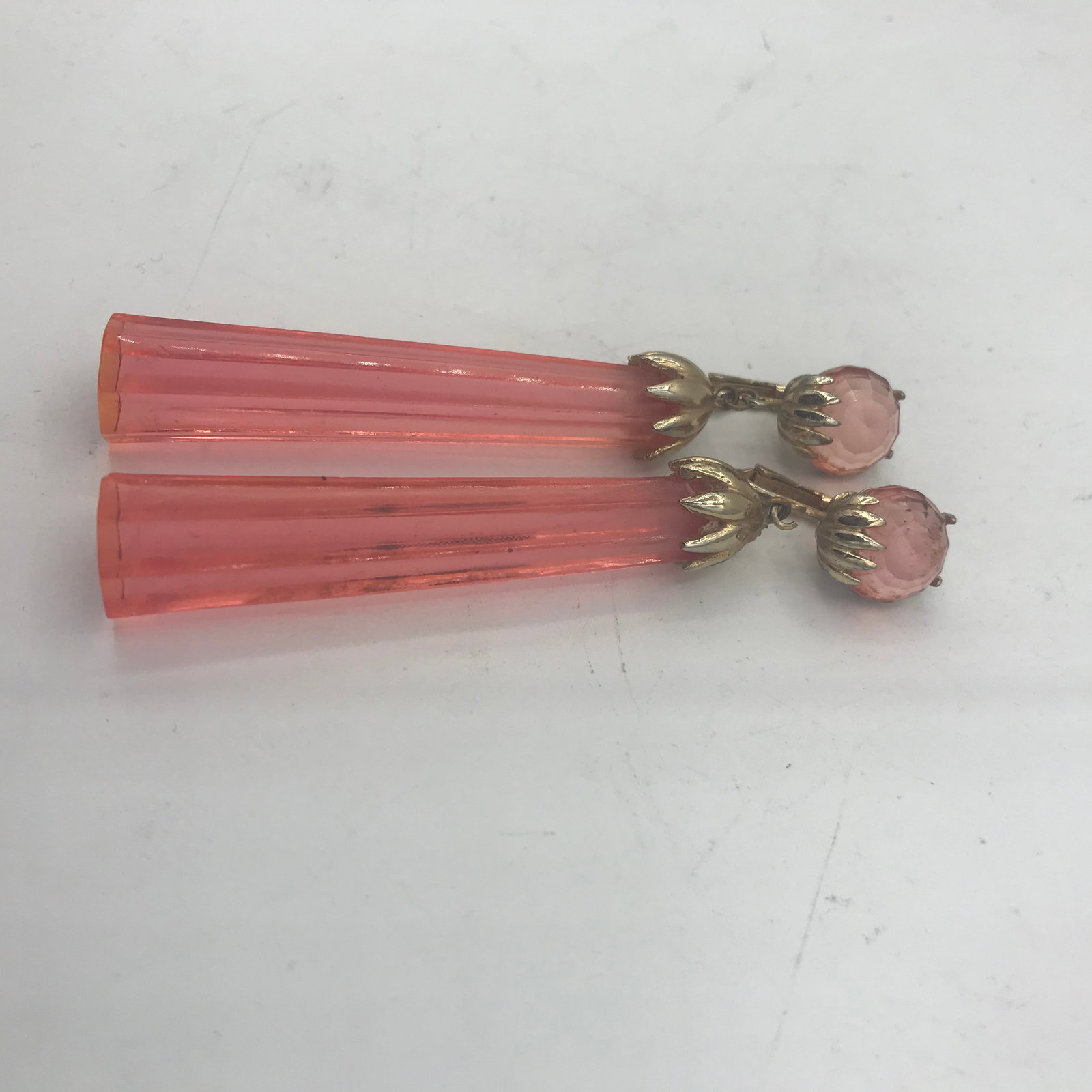 1940s Signed Marcel Boucher Pink and Gold Pendent Clip Earrings - 2 Pieces - 6