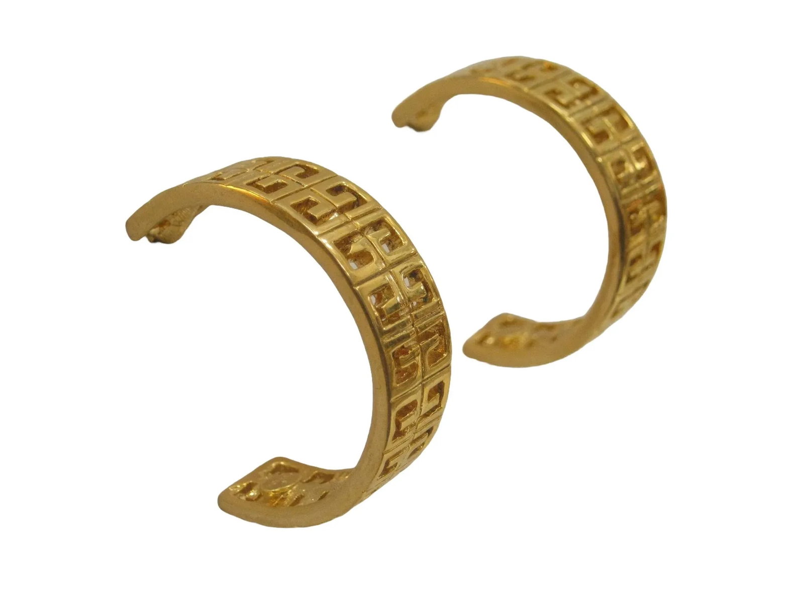 1980s Givenchy Gold Plated Open Work Hoop Earrings, 2 Pieces - 3