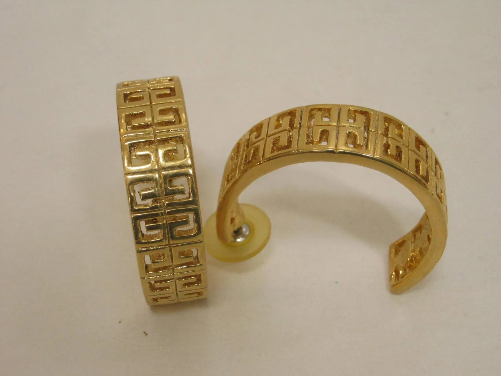 1980s Givenchy Gold Plated Open Work Hoop Earrings, 2 Pieces - 4