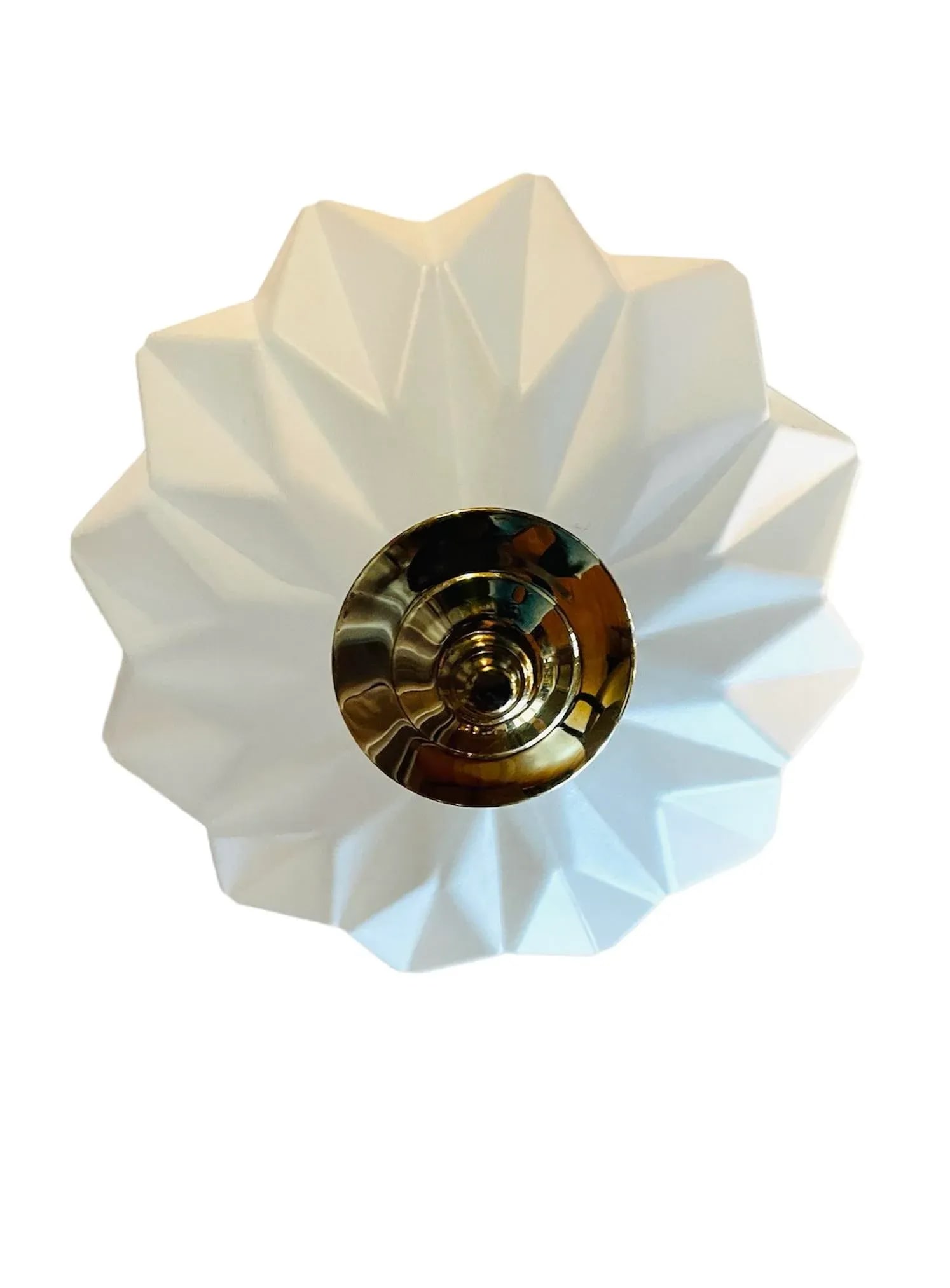 Vintage 3-Dimensional Diamond Pattern White Glass Ceiling Pendant Light - 3