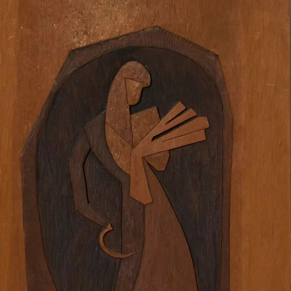 Vintage Modernist Wood Carving Art by Barnet Levy - 2