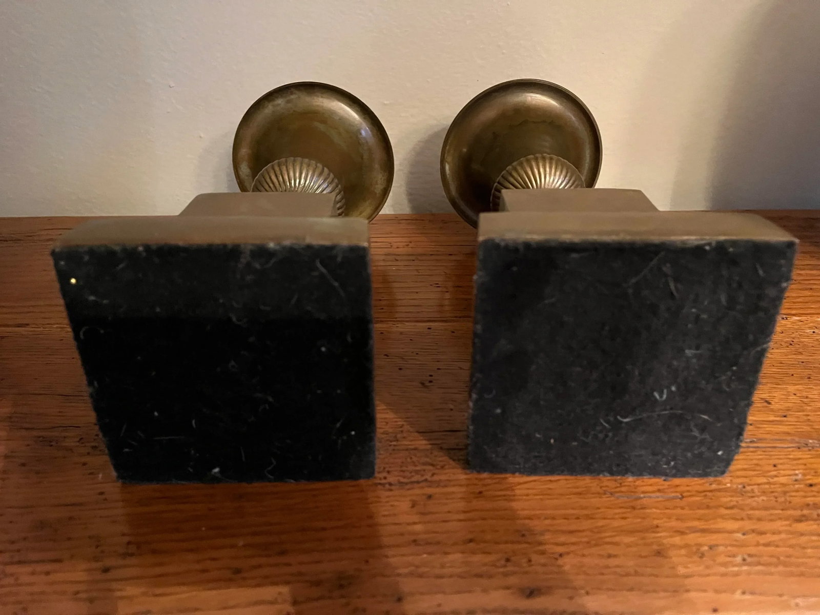 Solid Antique Brass Urns, Smaller Scale on Plinth Pedestals - 5