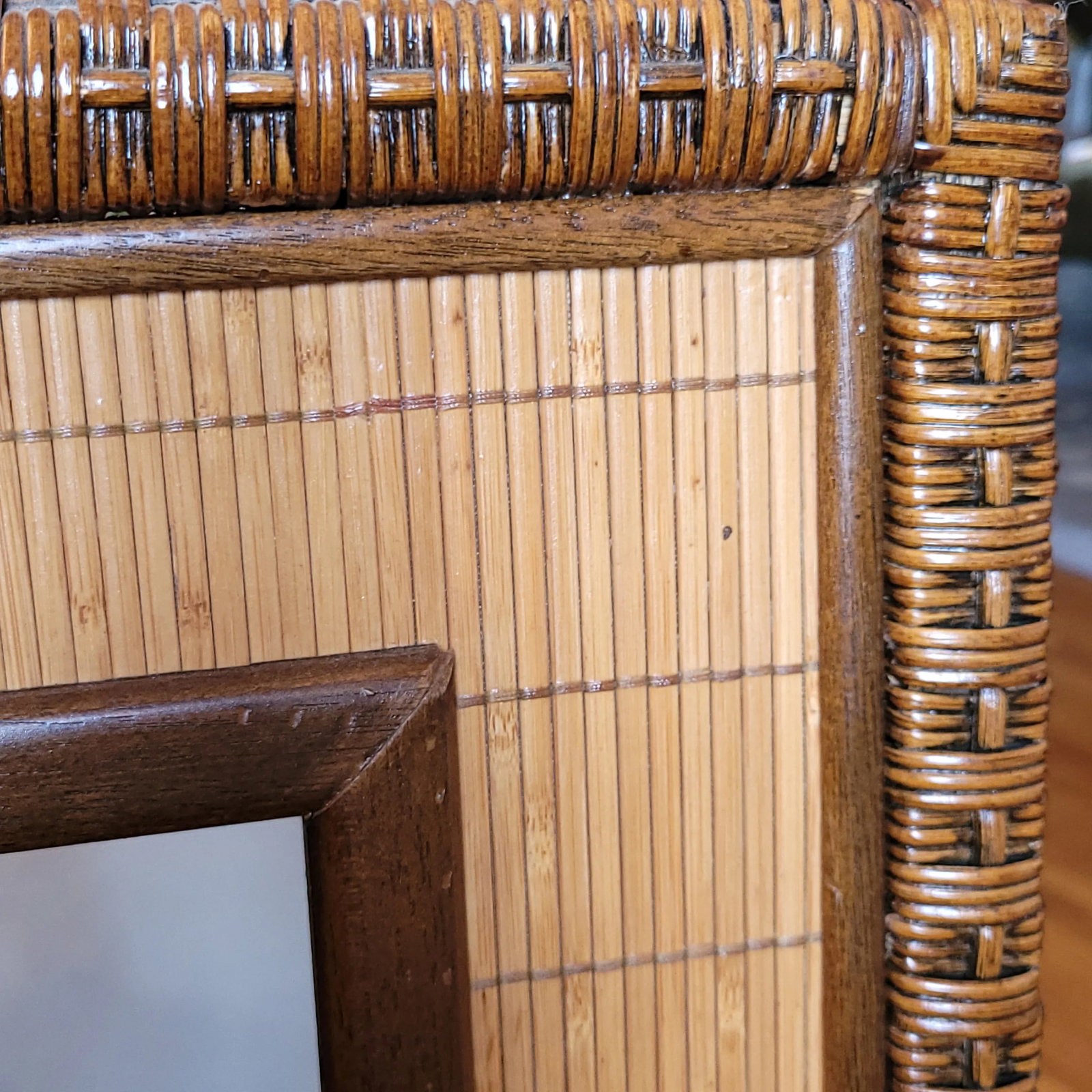 Mid-Century Bamboo Woven Frame Mirror - 10