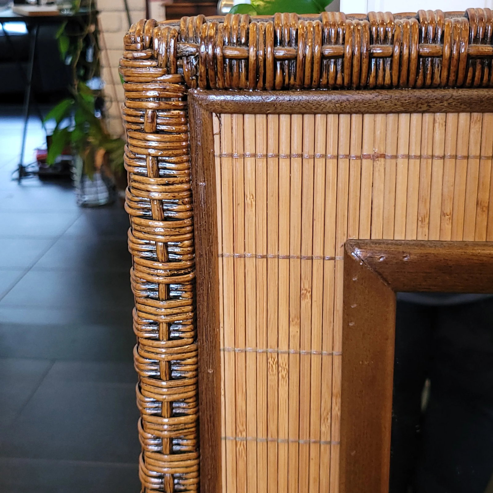 Mid-Century Bamboo Woven Frame Mirror - 12