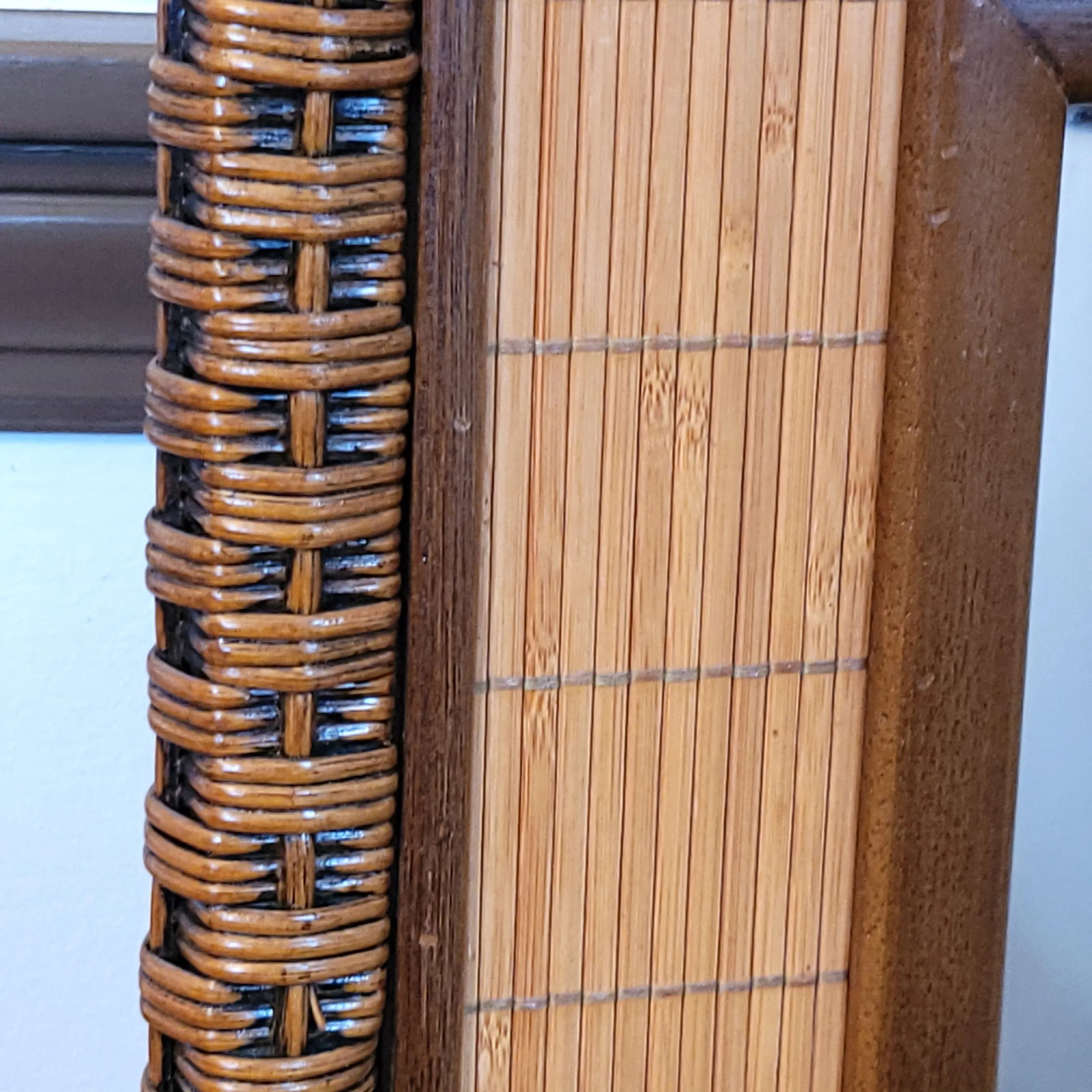 Mid-Century Bamboo Woven Frame Mirror - 3