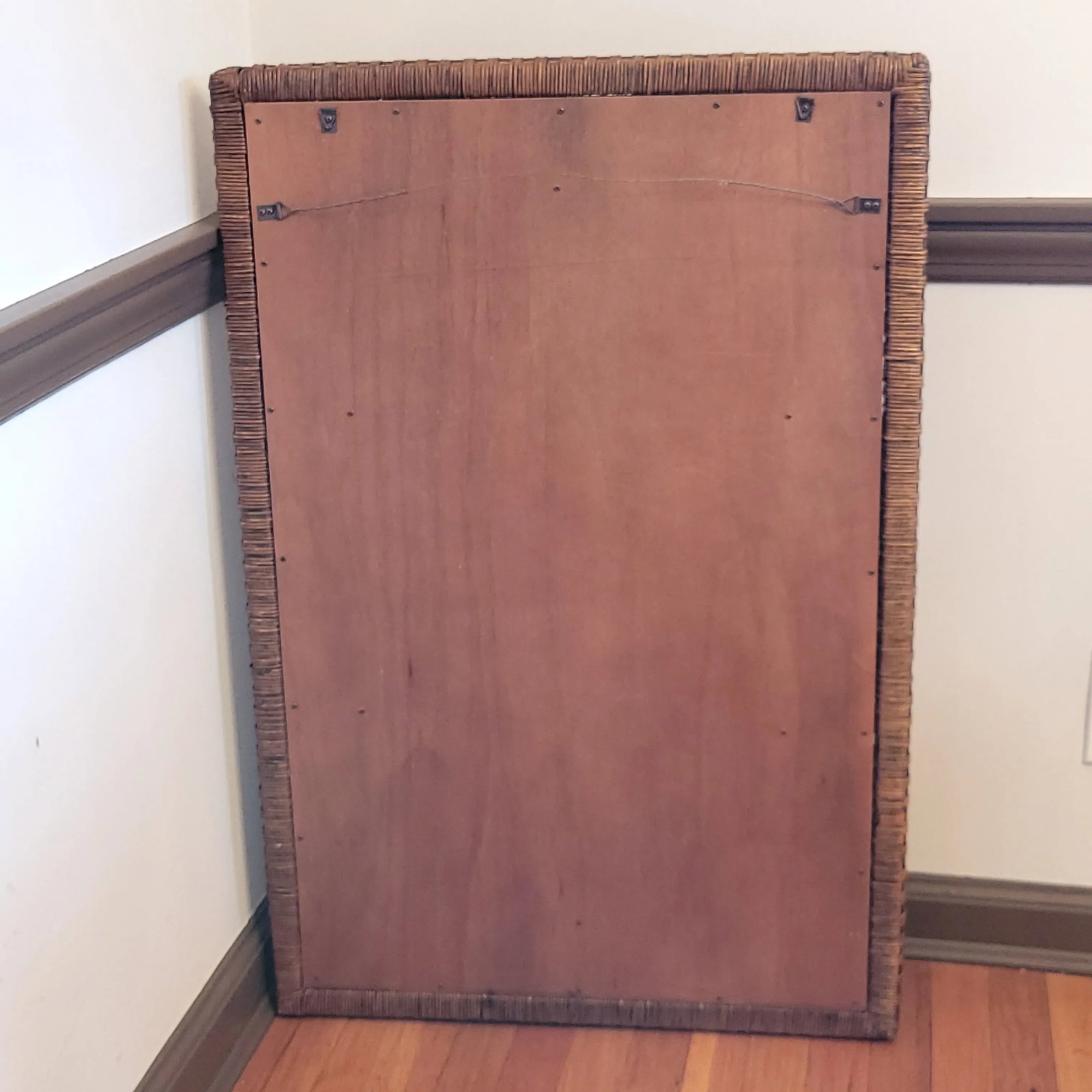 Mid-Century Bamboo Woven Frame Mirror - 5