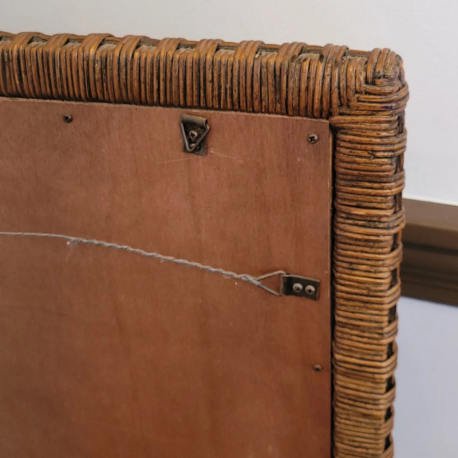 Mid-Century Bamboo Woven Frame Mirror - 6