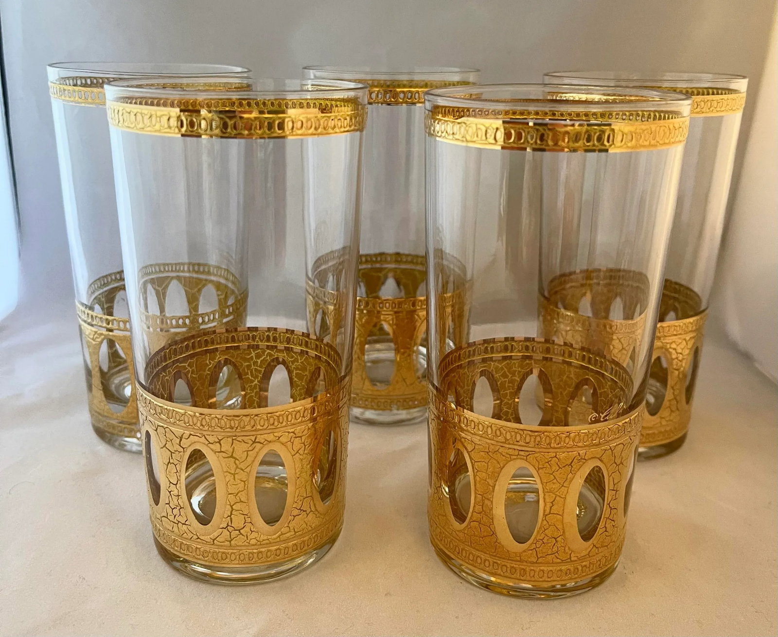 1960s Mid-Century Modern Culver "Antiqua" Highball Glasses - Set of 5 - 6