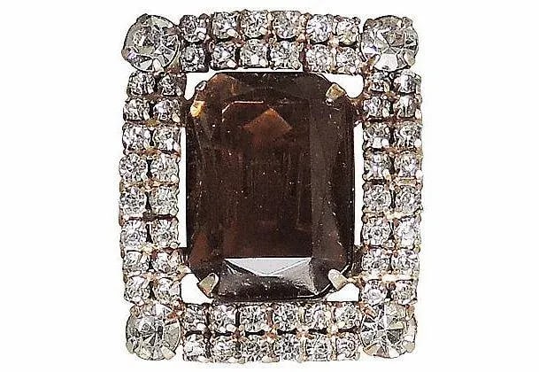 Vintage Delizza & Elster Juliana Faux-Topaz Rhinestone Clip Earrings - 2 Pieces - 3