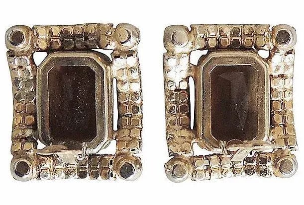 Vintage Delizza & Elster Juliana Faux-Topaz Rhinestone Clip Earrings - 2 Pieces - 4