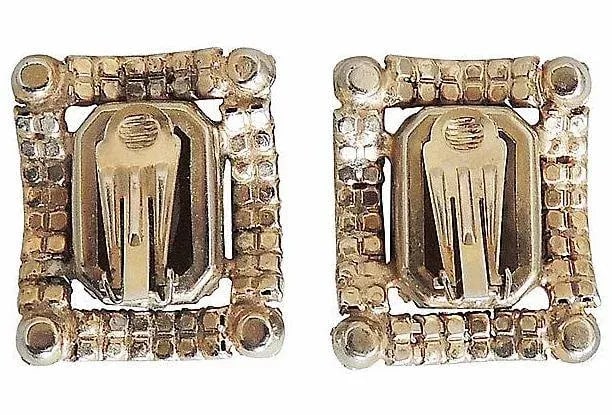 Vintage Delizza & Elster Juliana Faux-Topaz Rhinestone Clip Earrings - 2 Pieces - 5