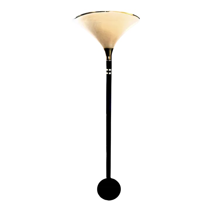 Post Modern Black Metal and and Brass Torchiere Floor Lamp (1 of 8)