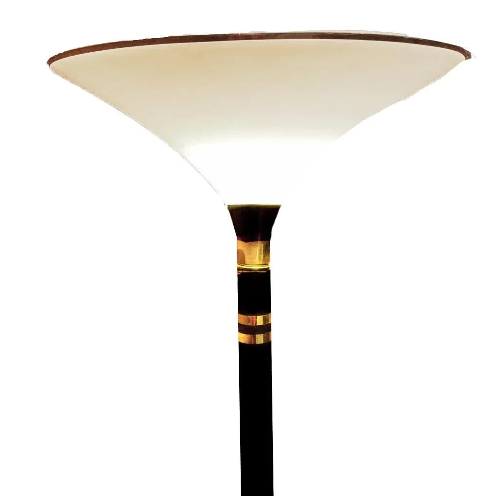 Post Modern Black Metal and and Brass Torchiere Floor Lamp - 3