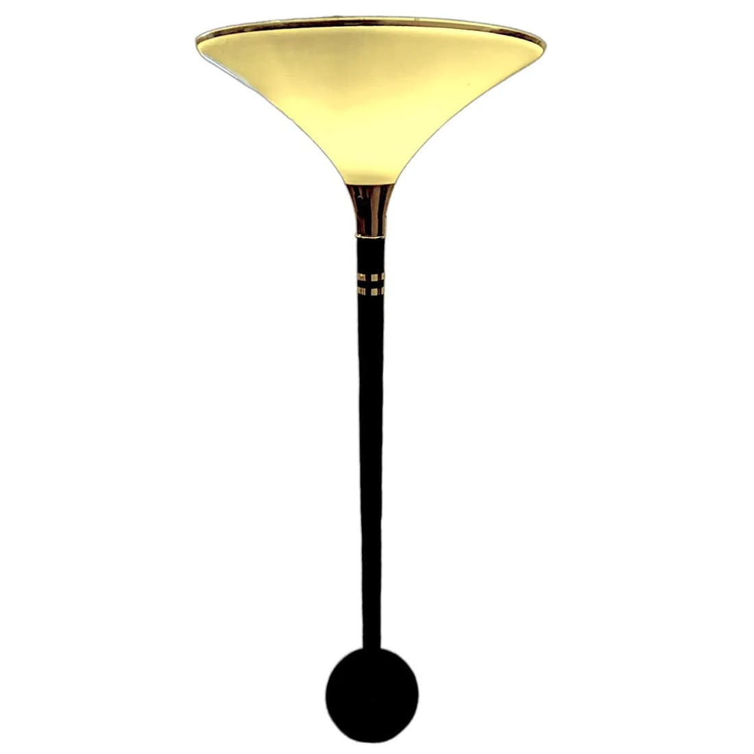 Post Modern Black Metal and and Brass Torchiere Floor Lamp - 6