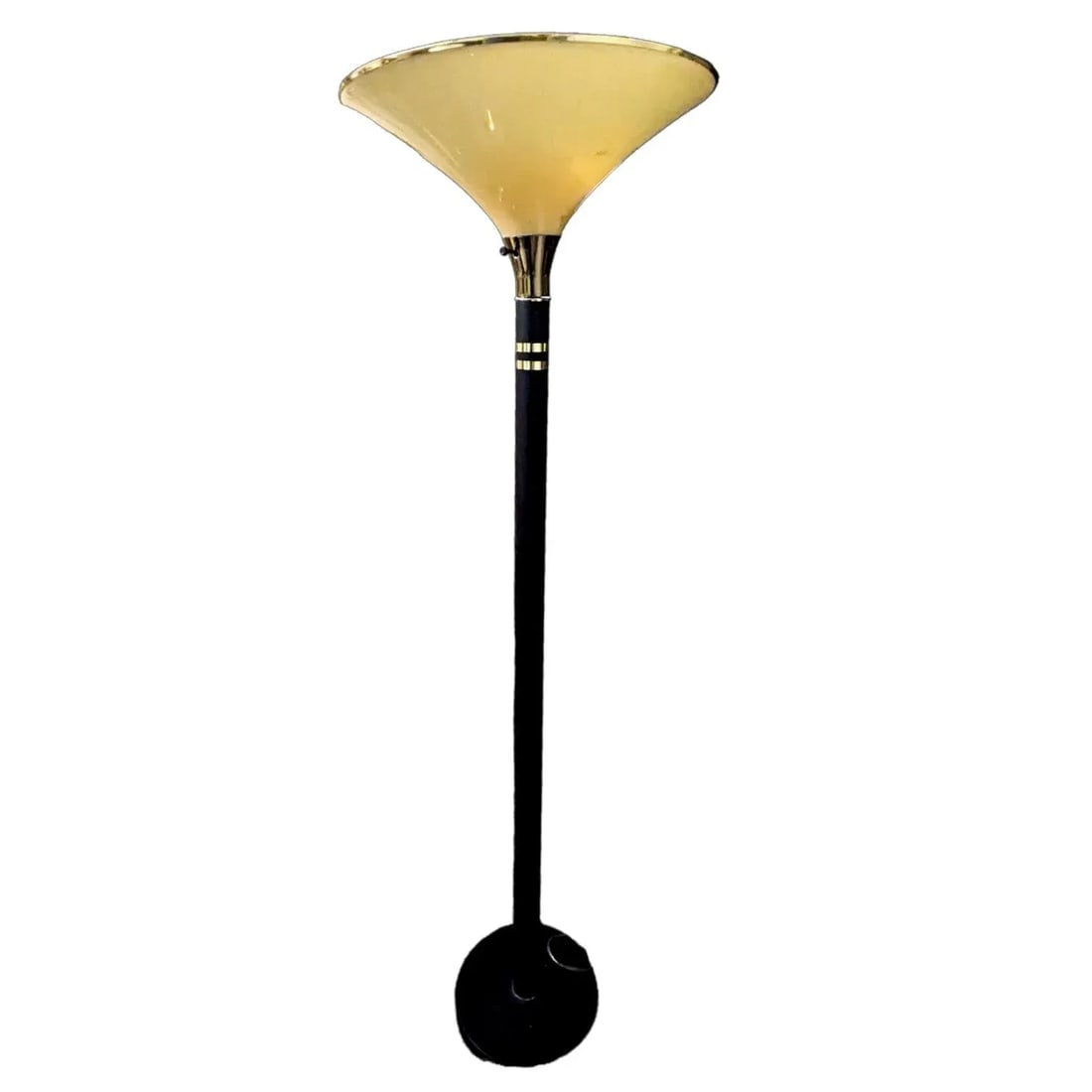 Post Modern Black Metal and and Brass Torchiere Floor Lamp - 7