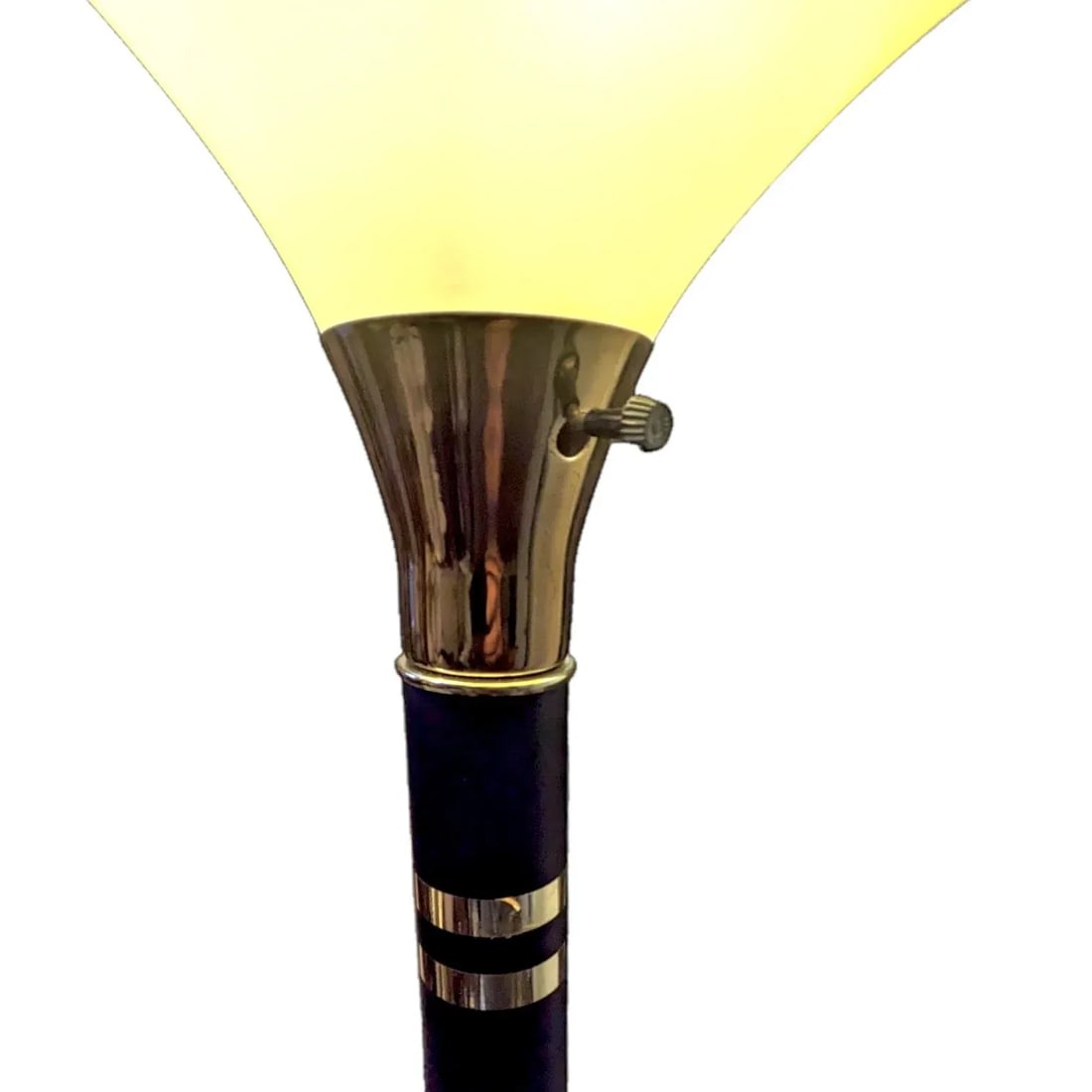 Post Modern Black Metal and and Brass Torchiere Floor Lamp - 8