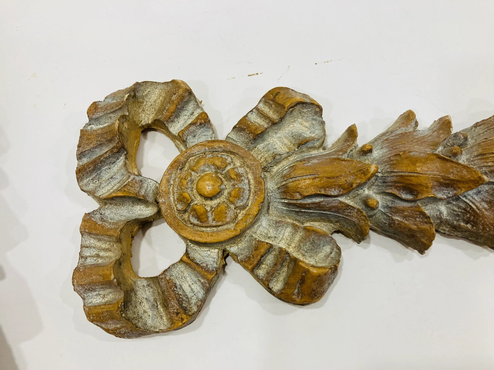 Pair of 1990s Faux Bois & Pickled Decorative Carvings - 5