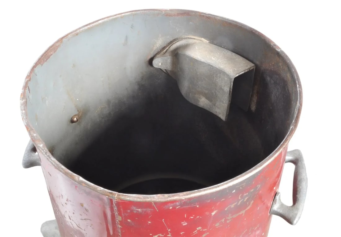 Vintage Red Steel Can on Casters - 3