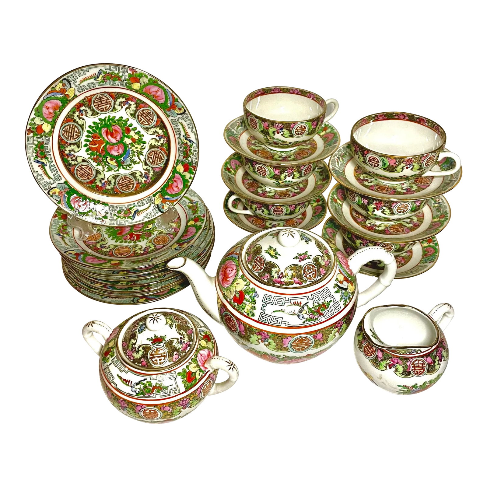 Mid Century Rose Medallion Dessert / Tea Set- 25 Pieces (1 of 5)
