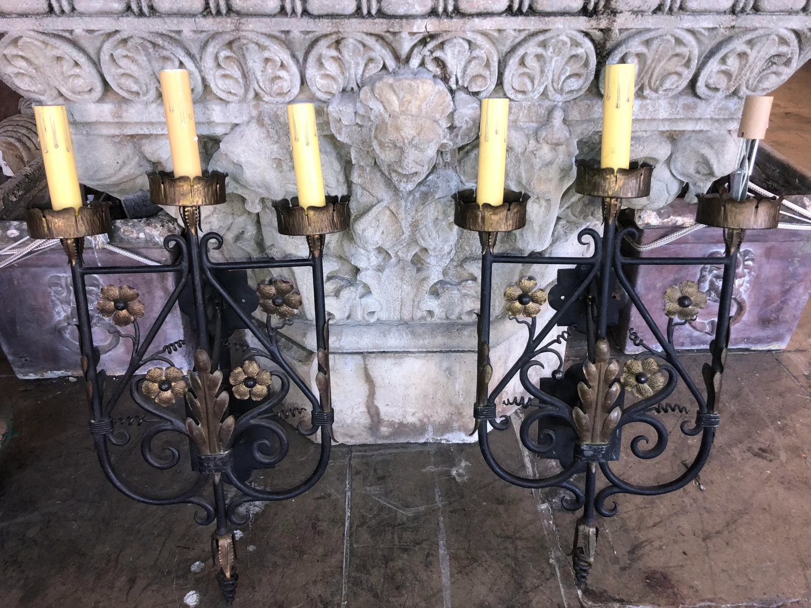 1920s Spanish Revival Mediterranean Sconces - a Pair - 8