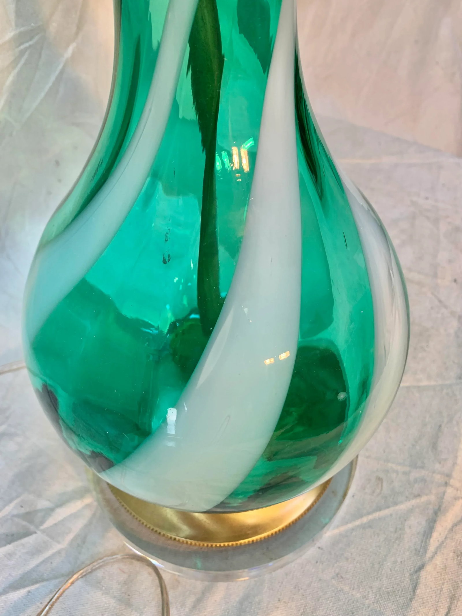 Mid 20th Century Murano Swirl Glass Table Lamp - 10
