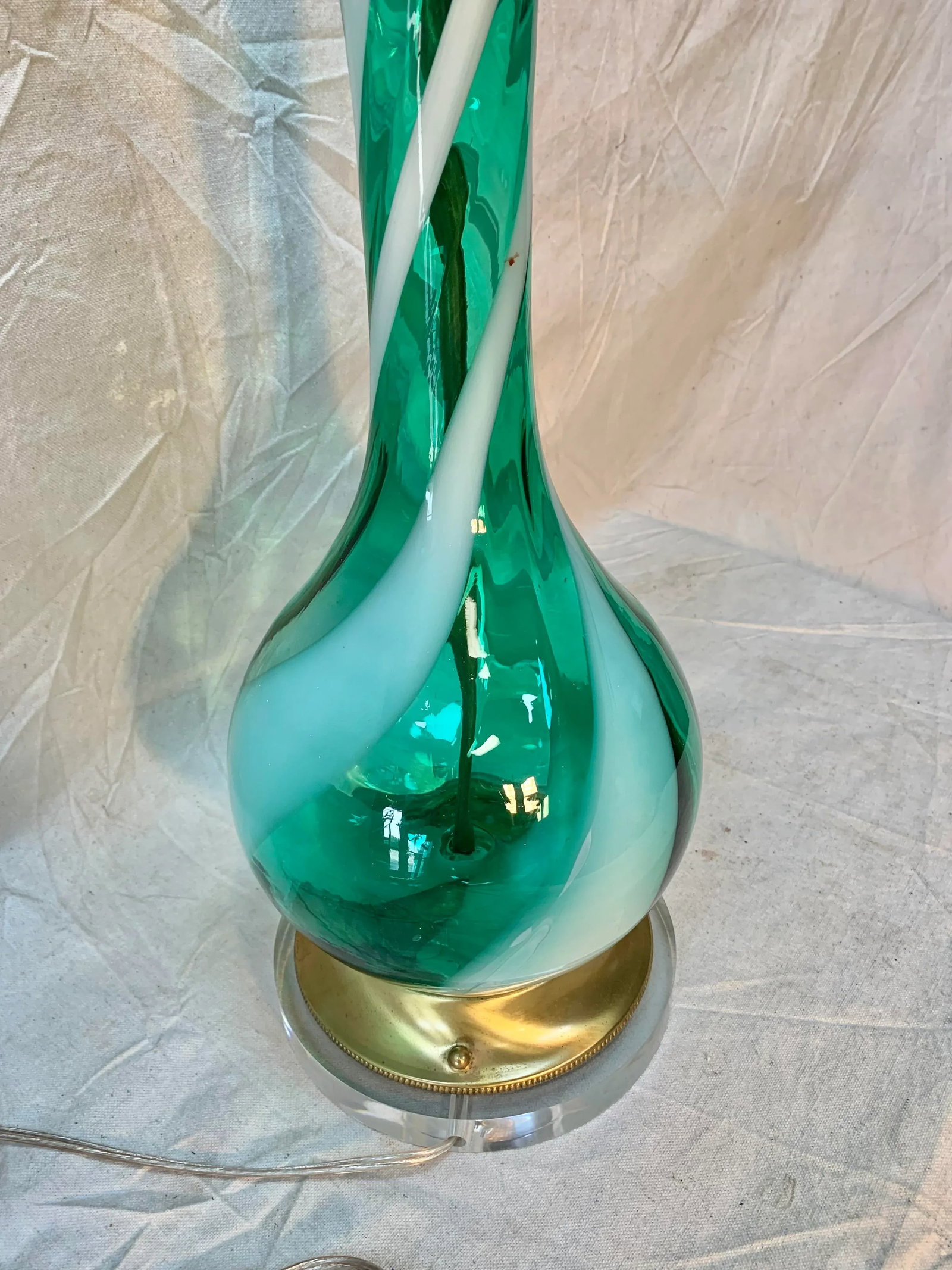 Mid 20th Century Murano Swirl Glass Table Lamp - 11