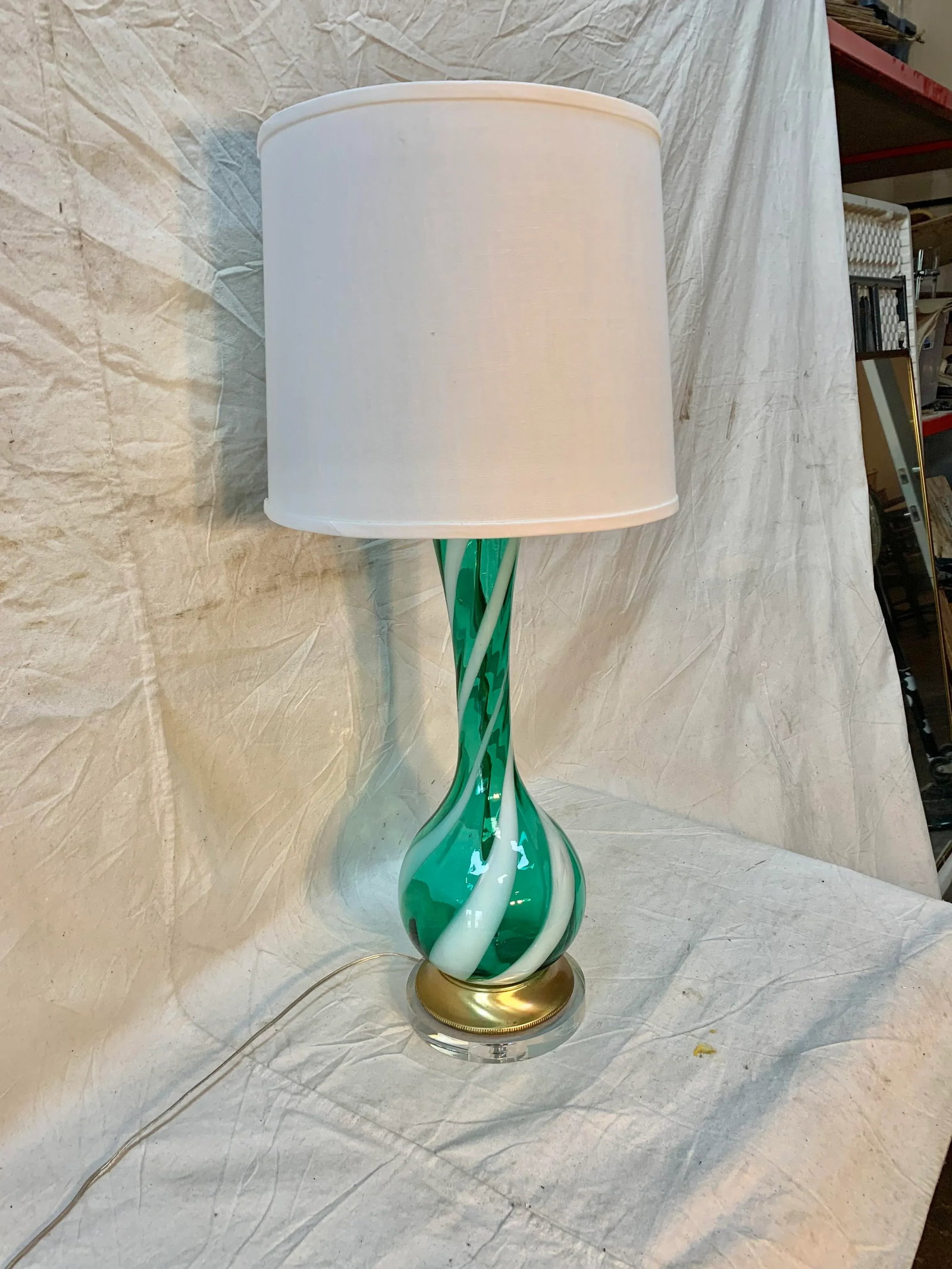 Mid 20th Century Murano Swirl Glass Table Lamp - 2