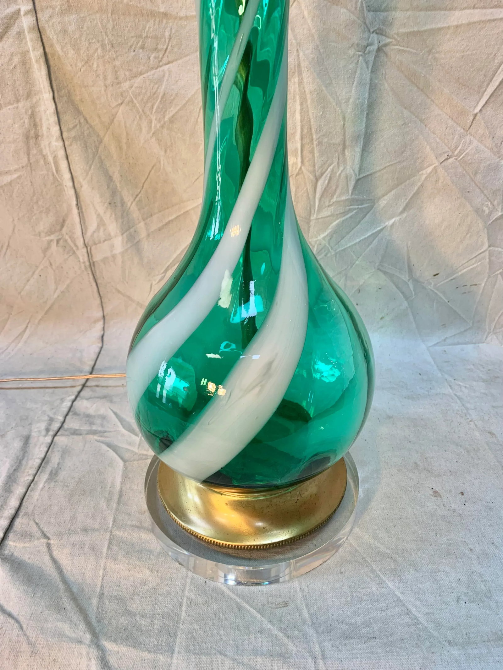 Mid 20th Century Murano Swirl Glass Table Lamp - 4