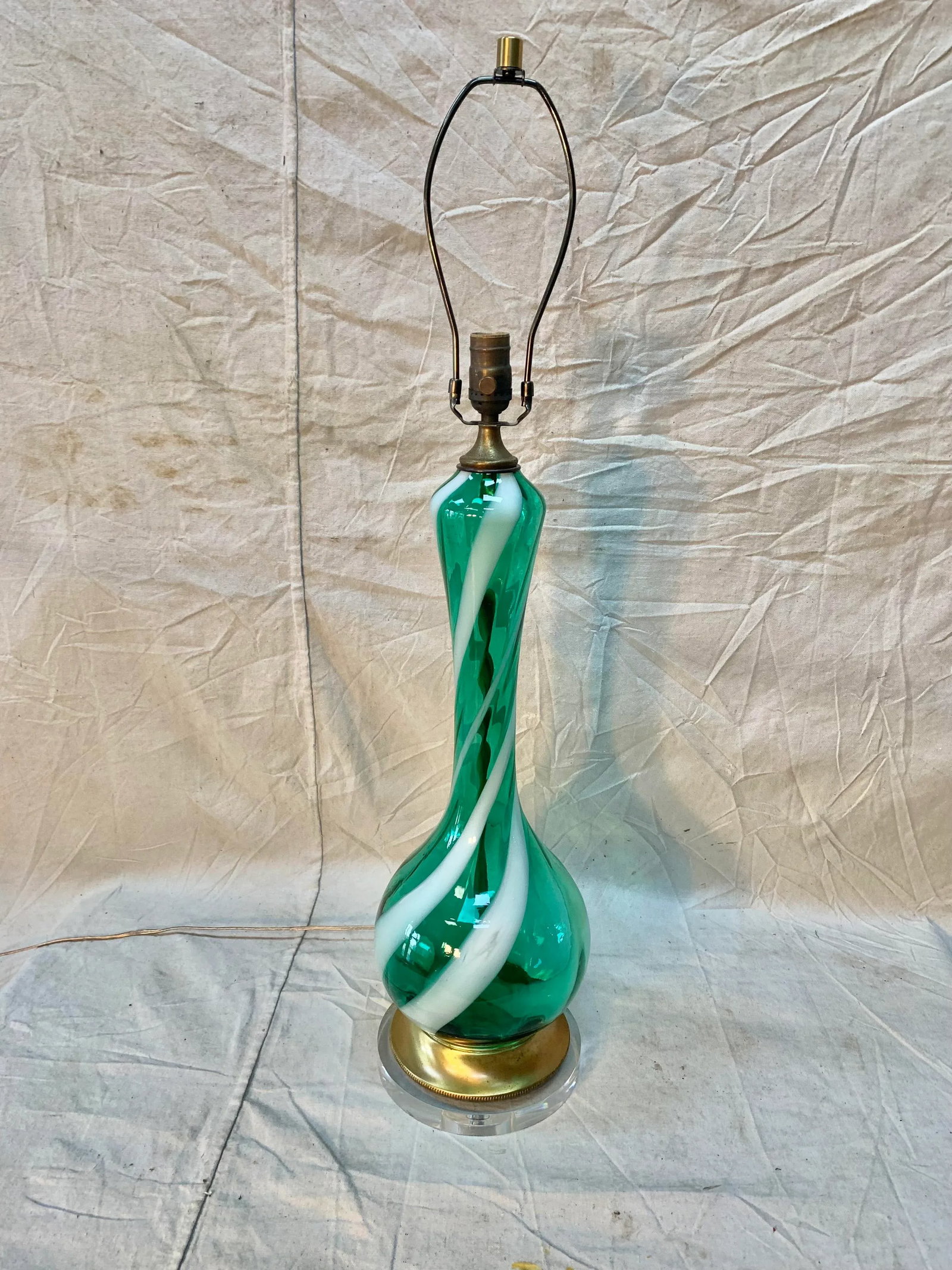 Mid 20th Century Murano Swirl Glass Table Lamp - 5