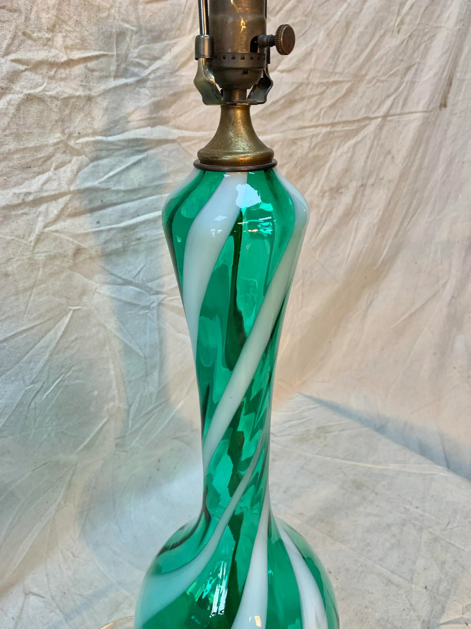Mid 20th Century Murano Swirl Glass Table Lamp - 7
