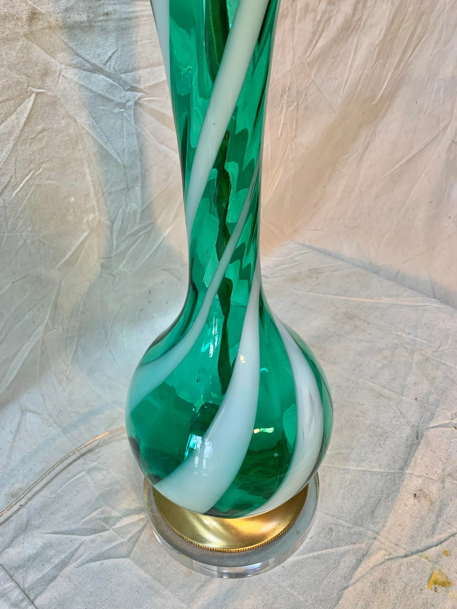 Mid 20th Century Murano Swirl Glass Table Lamp - 8