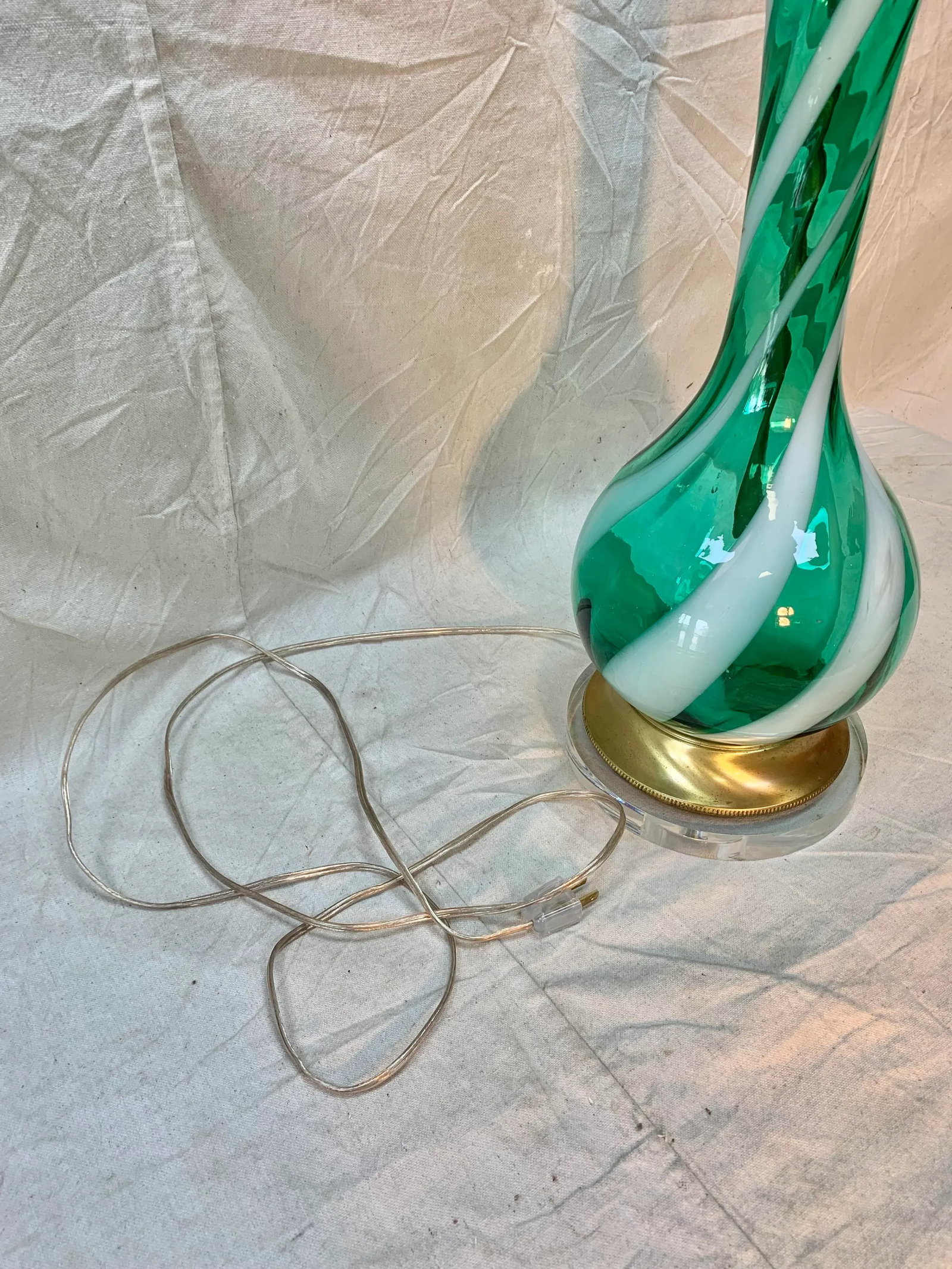 Mid 20th Century Murano Swirl Glass Table Lamp - 9
