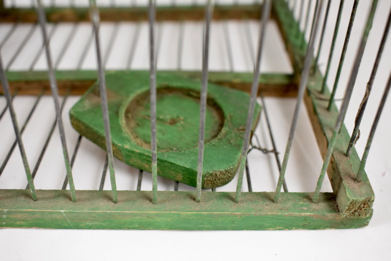 French Green Painted Rustic Handmade Double Finch Bird Cage - 9